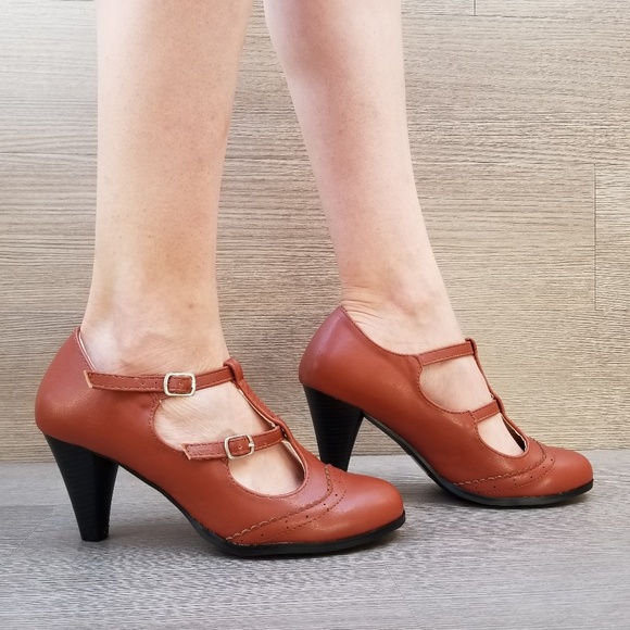 Vintage Style Oxford Heels Rockabilly-A - Picture 5 of 8